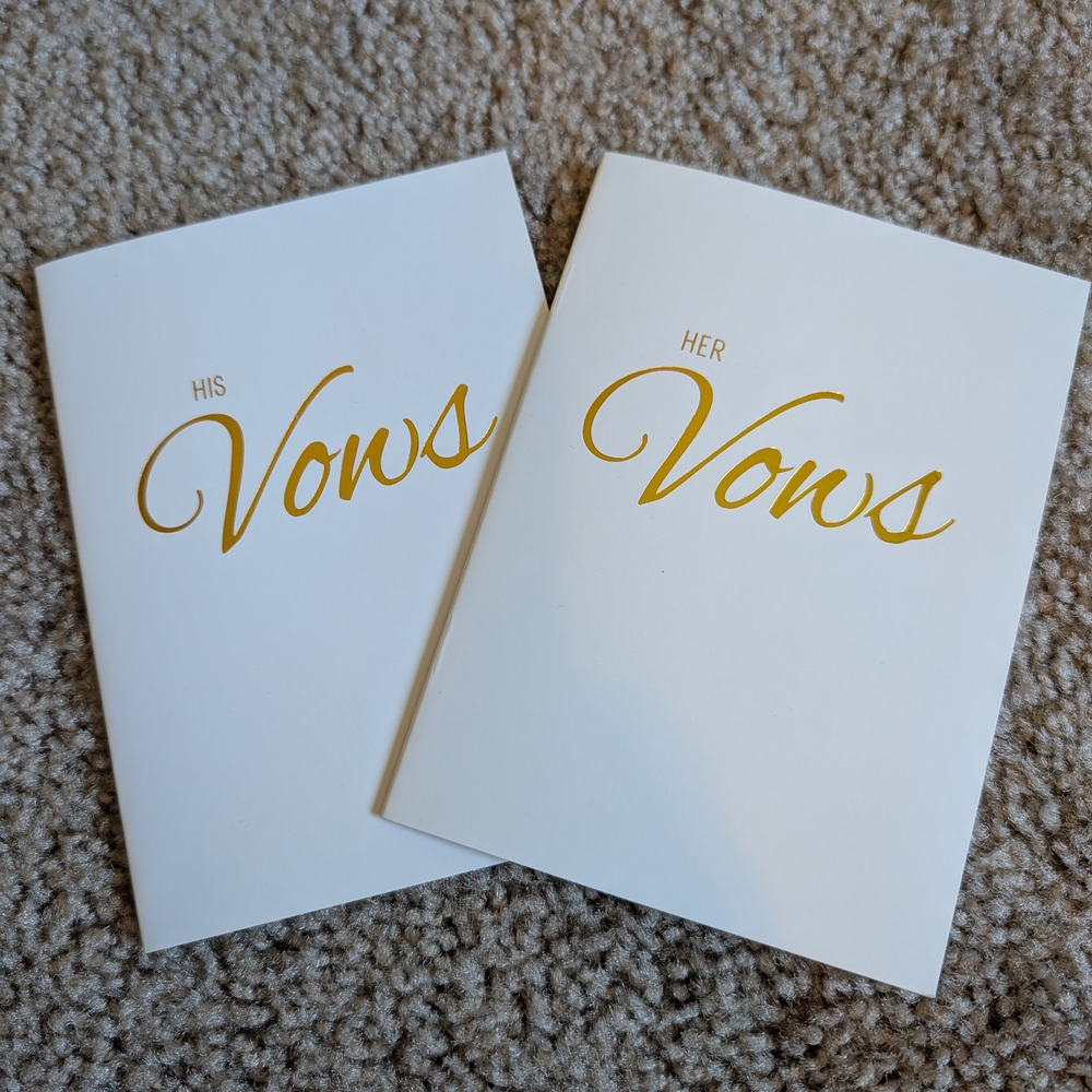 Elegant White and Gold Vow Booklets